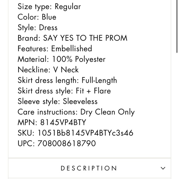 Slate Blue Gown Size 15 Say Yes TLC Formal Prom NWT - Picture 11 of 12